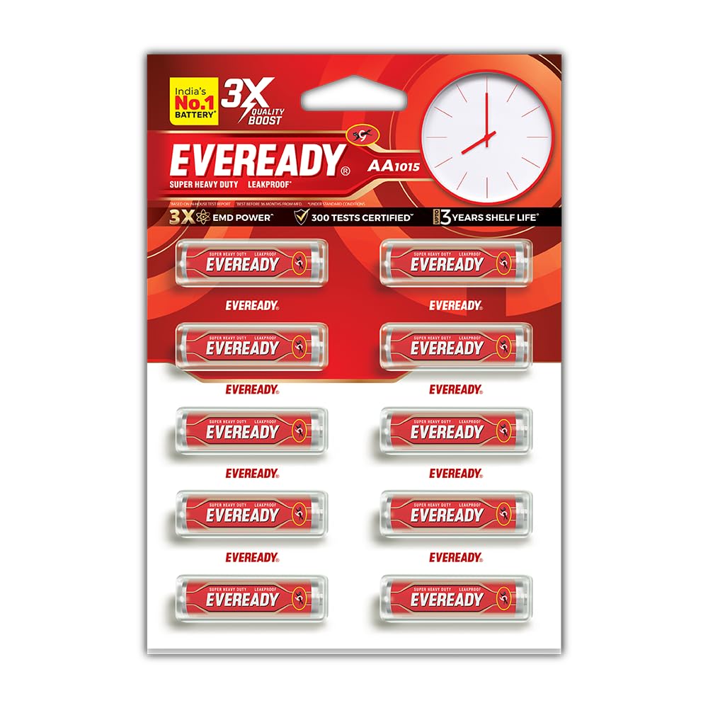 Eveready Carbon Zinc AA Batteries, 1.5 Volt, Pack of 10