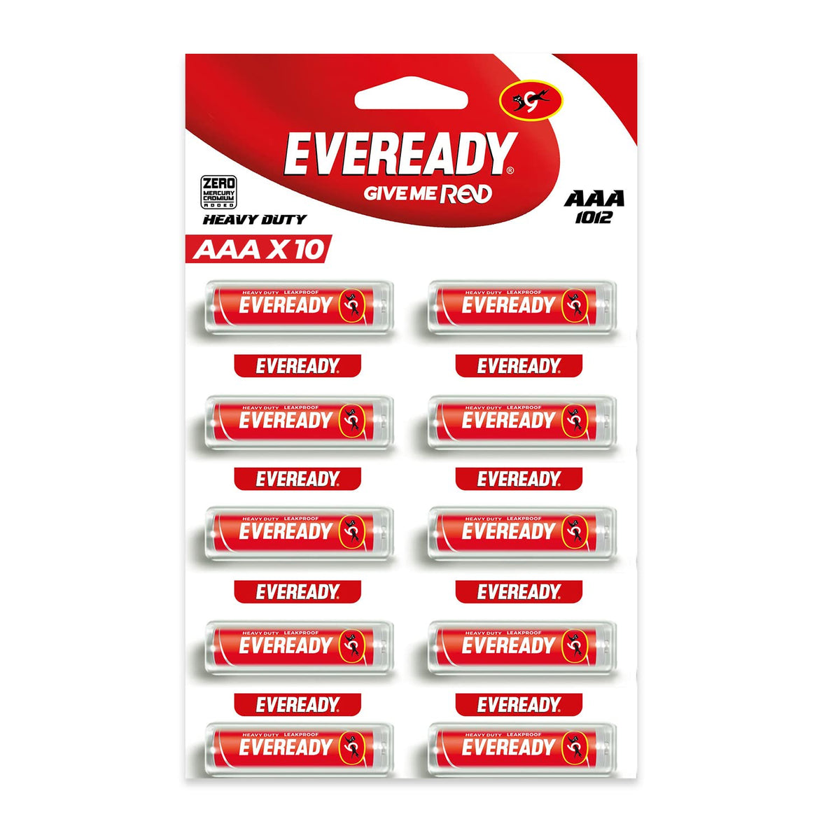 Eveready Carbon Zinc AAA Batteries, 1.5 Volt, Pack of 10