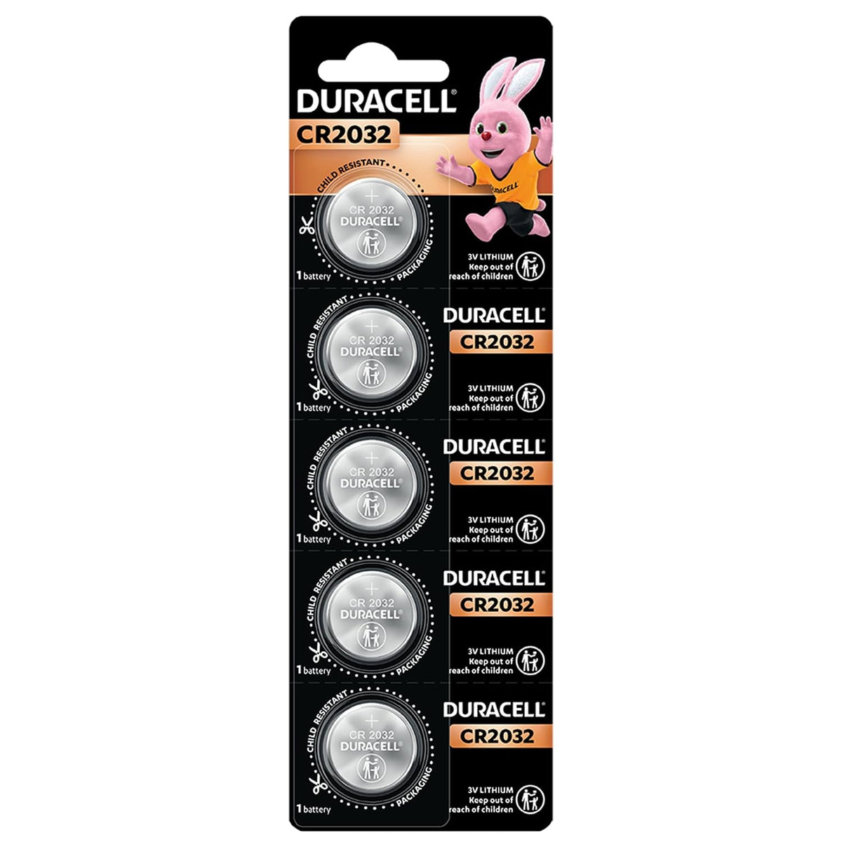 Duracell CR2032 Lithium Coin Battery, Pack of 5